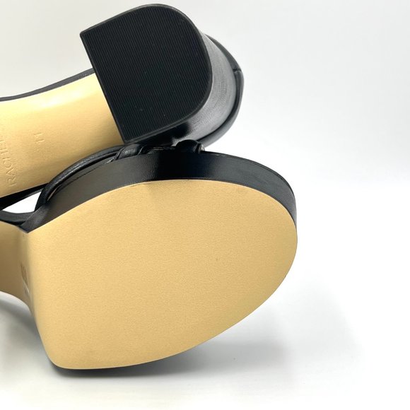 Rachel Zoe Size 11 Ella Black Leather Platform Block Heel Sandals Heels Shoes - Picture 12 of 15